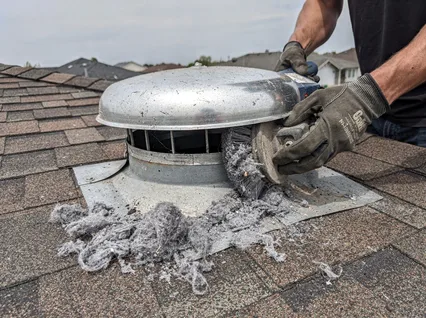 Cleaning Dryer Vent On Roof in Muscoy