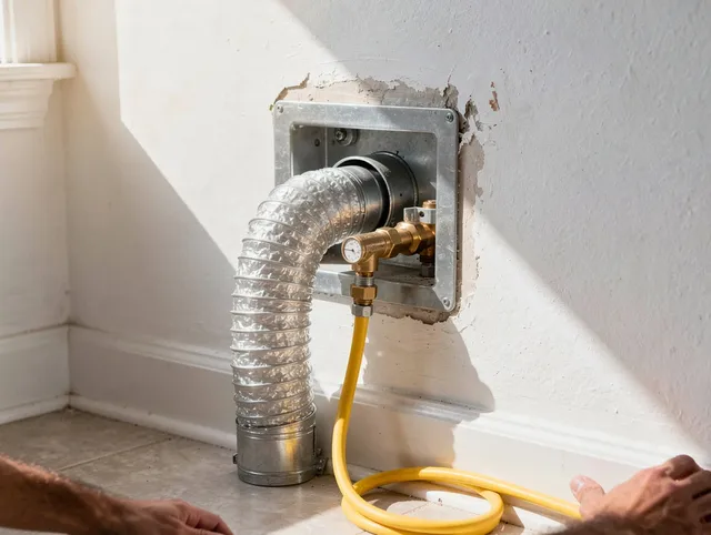 Muscoy Dryer Vent Cleaning certified technician performing specialized gas dryer vent cleaning in Muscoy